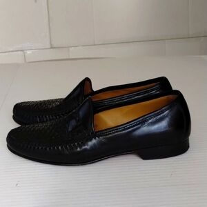 Johnston & Murphy Black woven men's dress shoes leather size 8M soft comfy chic